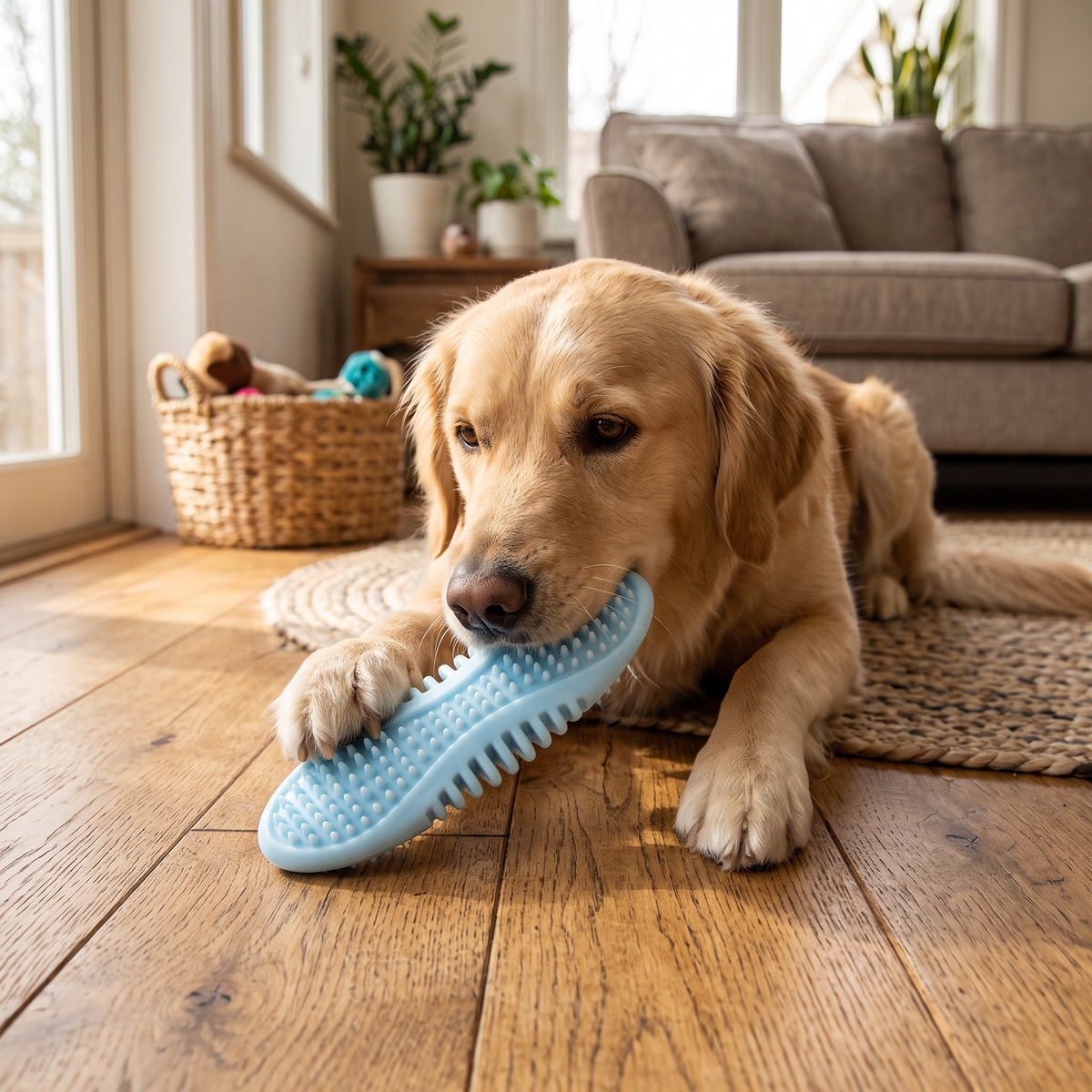Simple Chew Toy light blue lifestyle