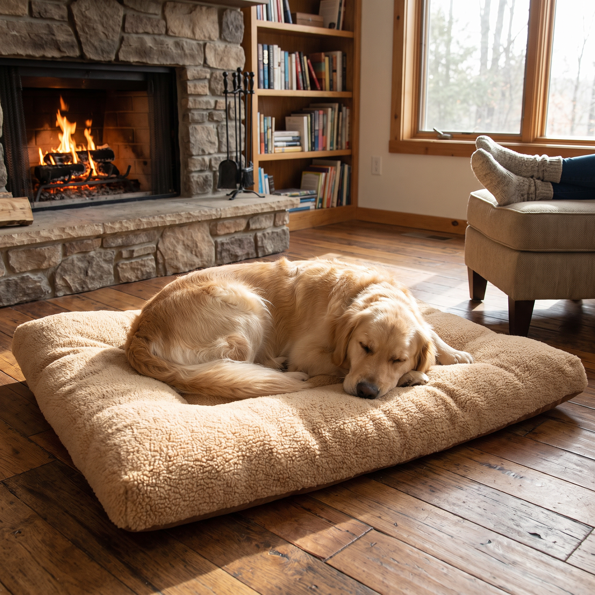 Thick Lambskin Dog Bed lifestyle