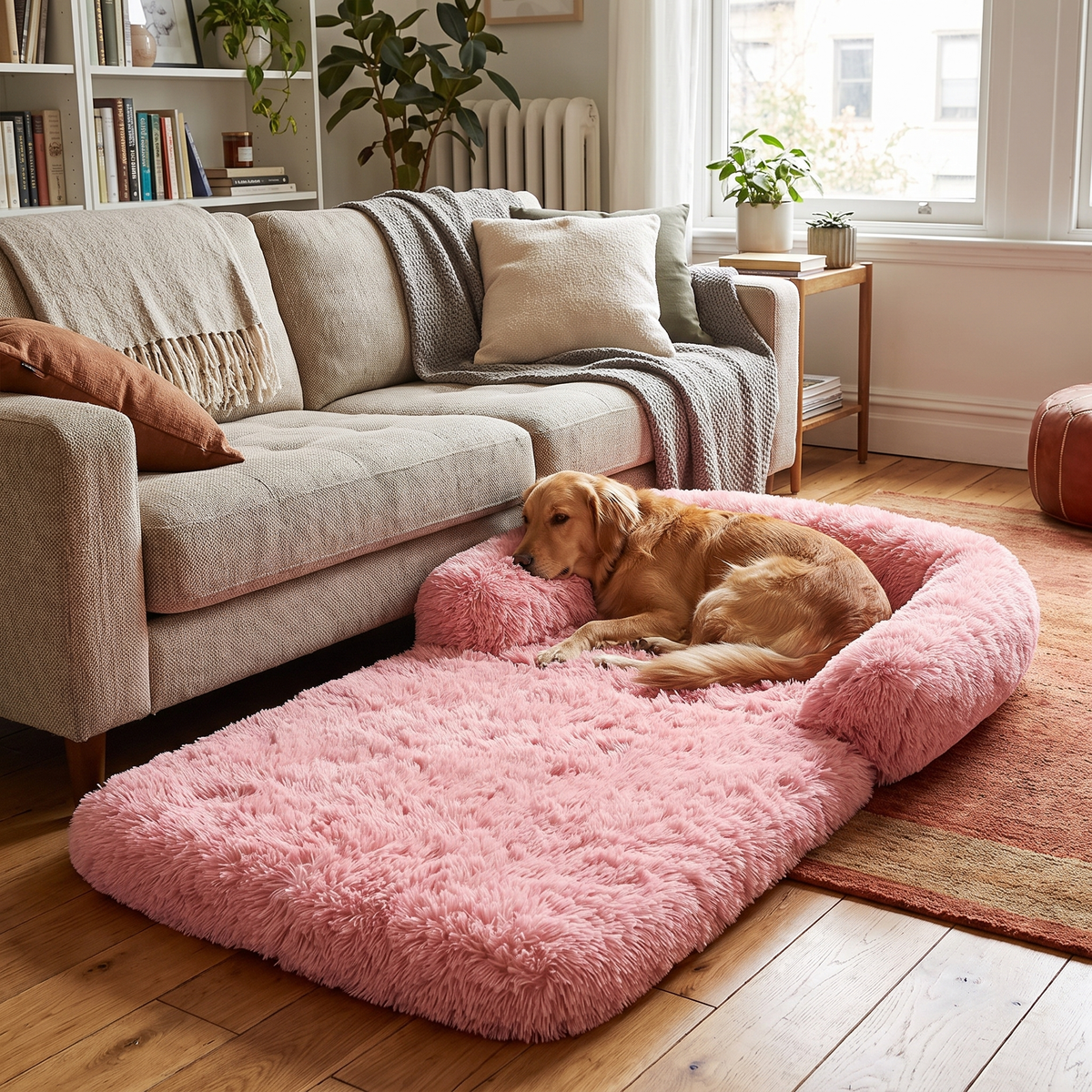 Foldable Sofa Dog Bed pink lifestyle 2