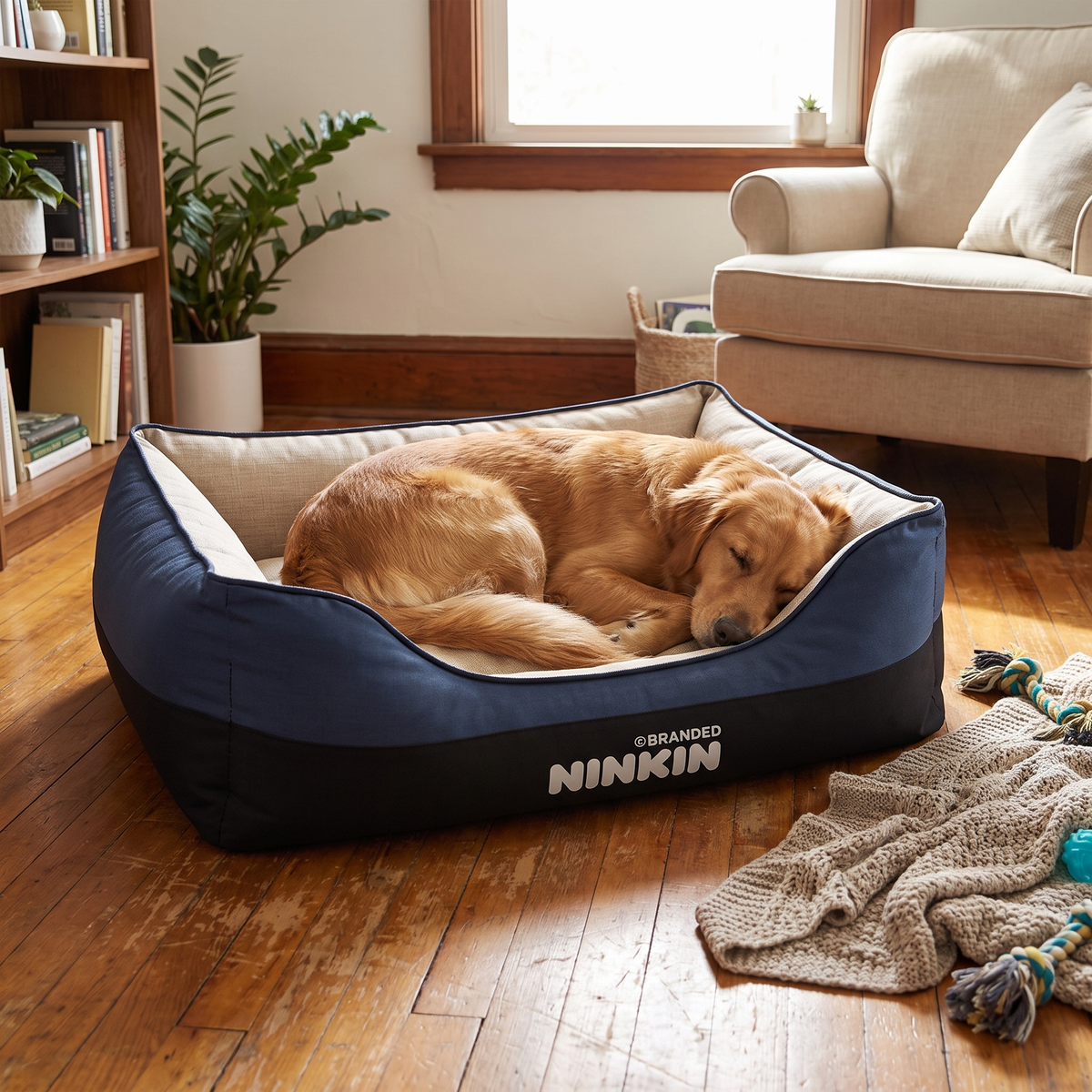 Washable Four Seasons Bed navy lifestyle 1