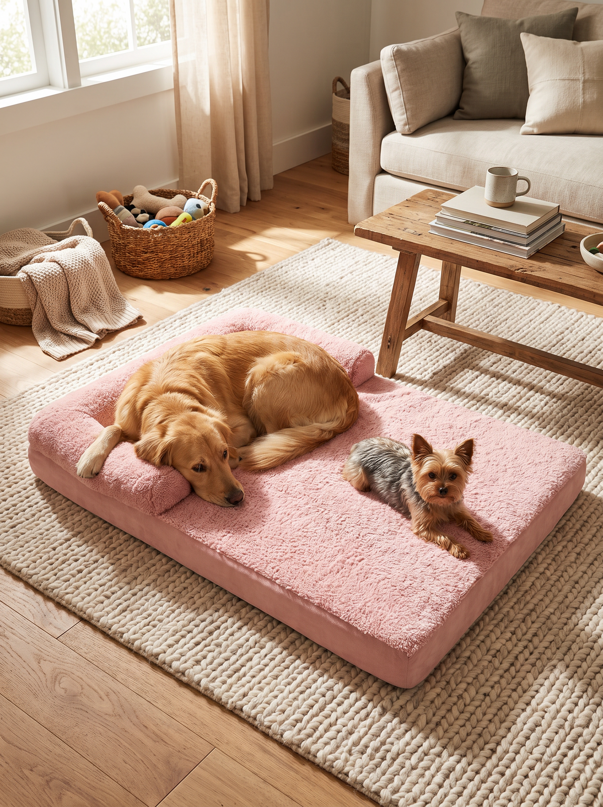 Sofa dog bed folded flat as a mattress