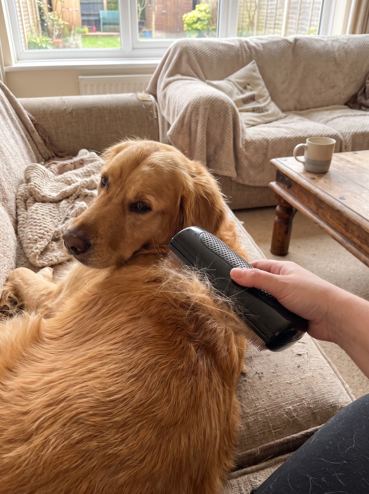 Deshedding comb lifting loose undercoat