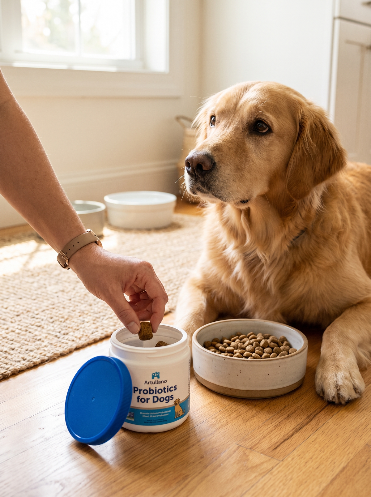 Daily probiotic chews for a dog with a sensitive stomach