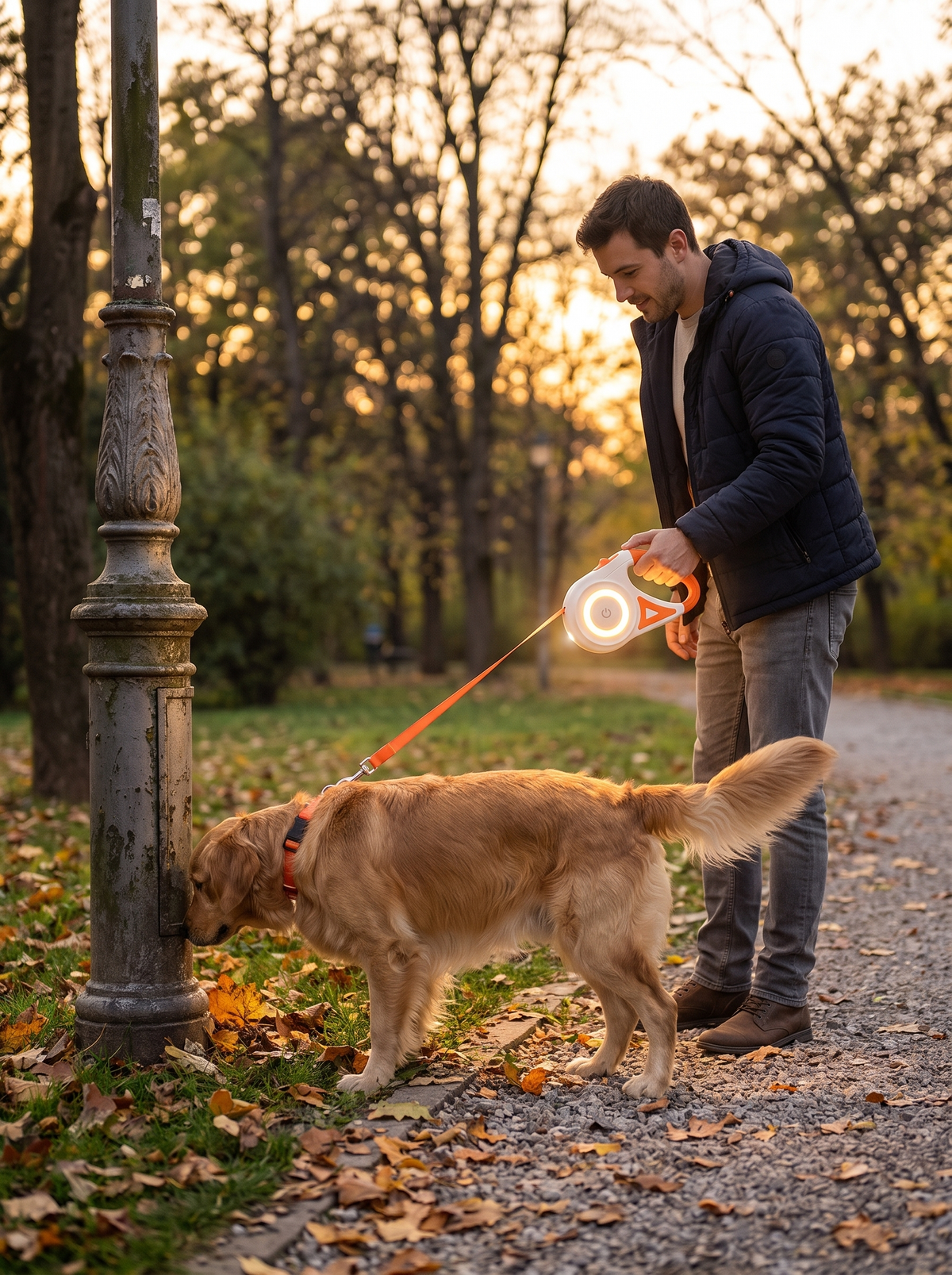 Dog exploring on the extended retractable lead
