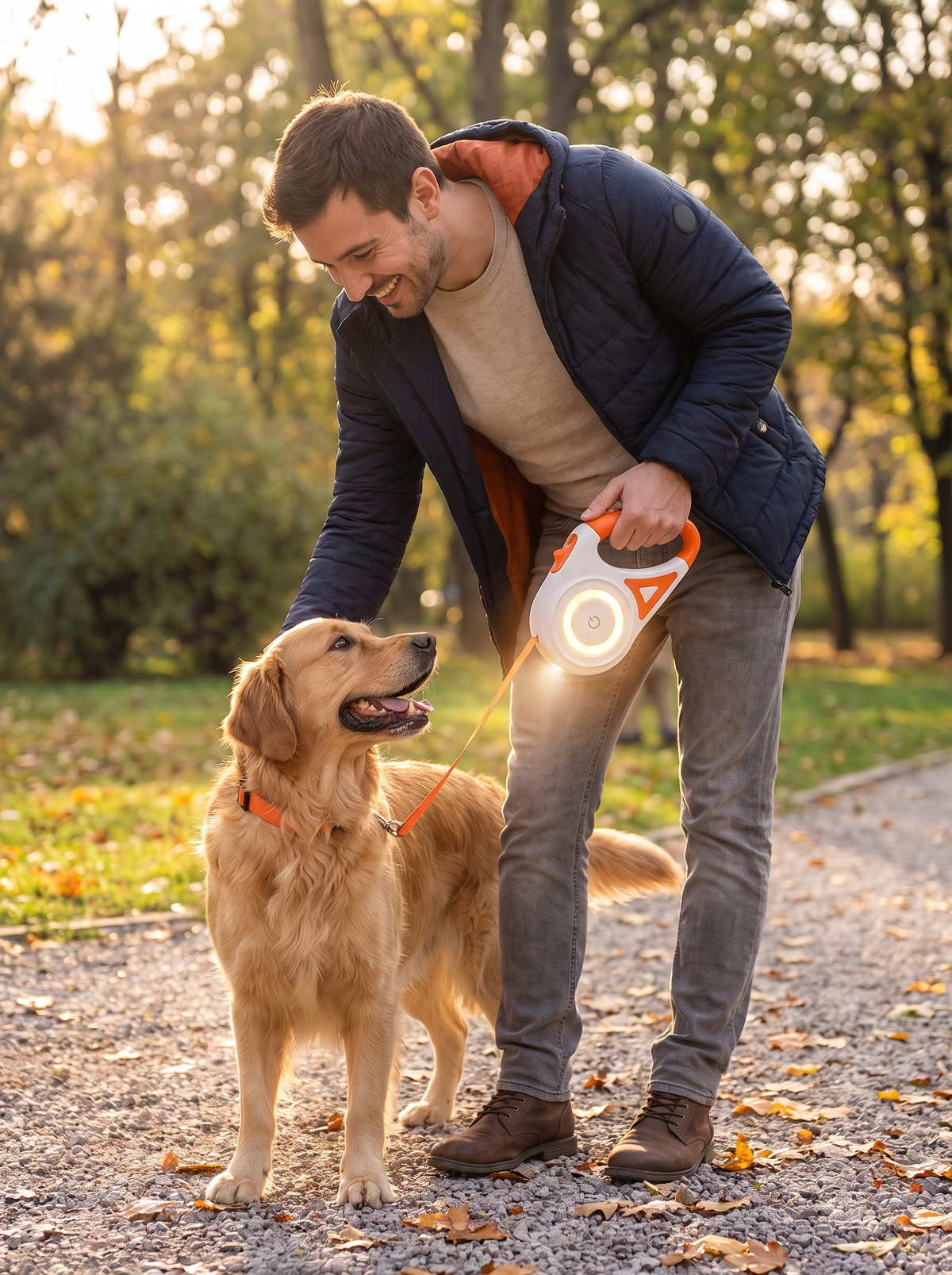 Thumb brake on the retractable dog lead