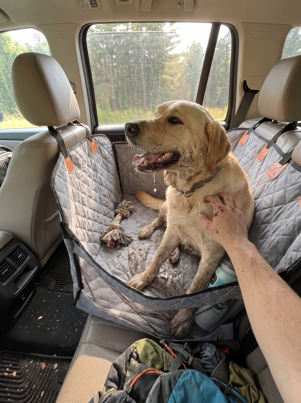 Wiping mud from the waterproof car travel bed