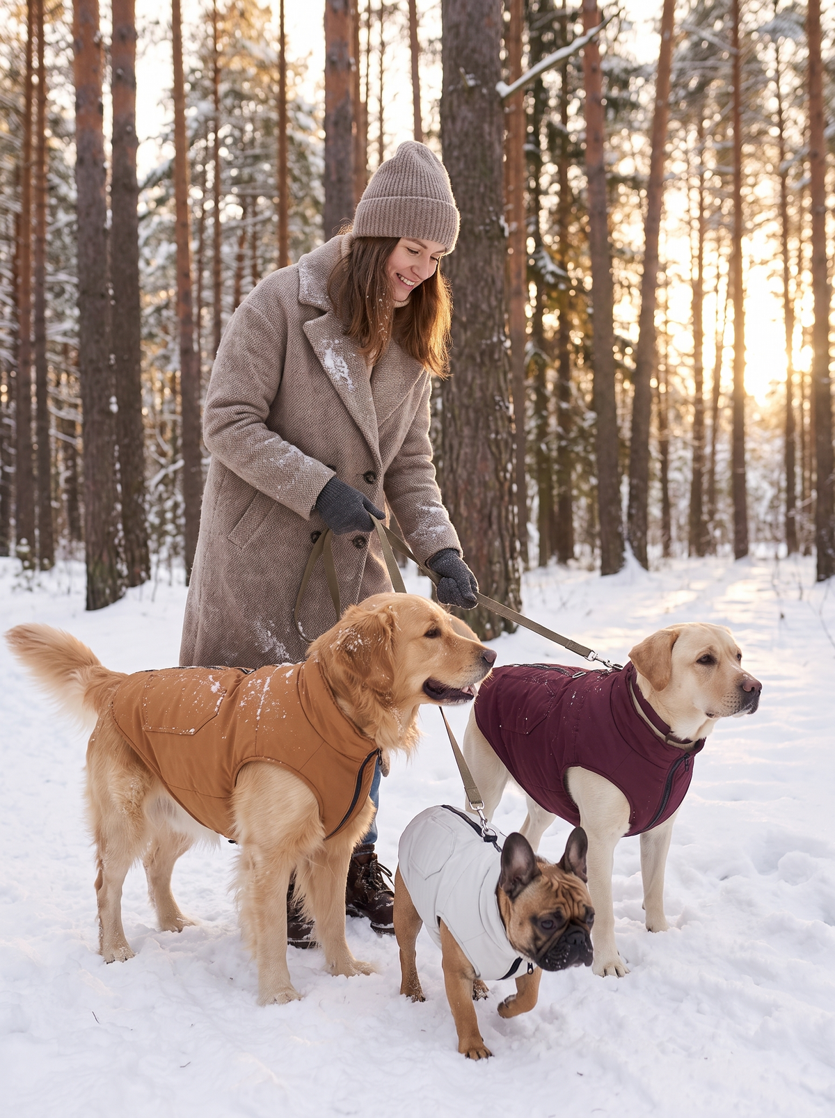 Dog comfortable indoors in the breathable winter vest